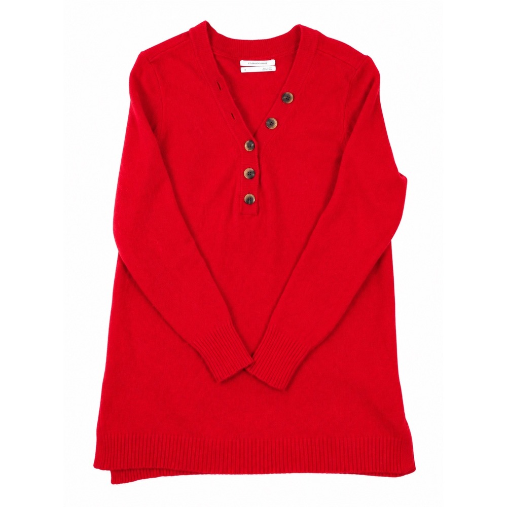Anthropologie Red Button Front Tunic Sweater Womens M Long Sleeve Knit Top - Picture 4 of 7